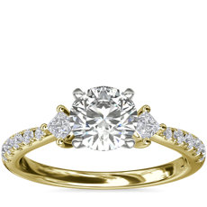 East-West Sidestone and Pavé Diamond Engagement Ring in 14k Yellow Gold (0.28 ct. tw.)